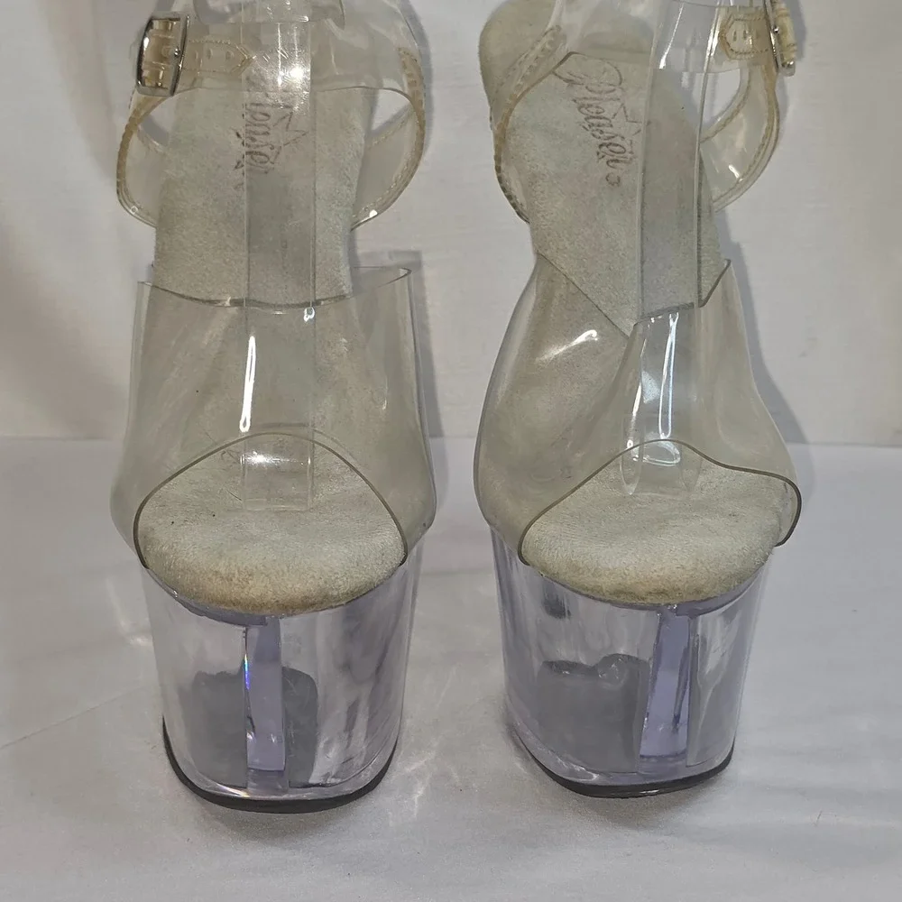 Pleaser Sky-308 Clear Platform Sandals Women 7 Stiletto Pole Dance Exotic Heels